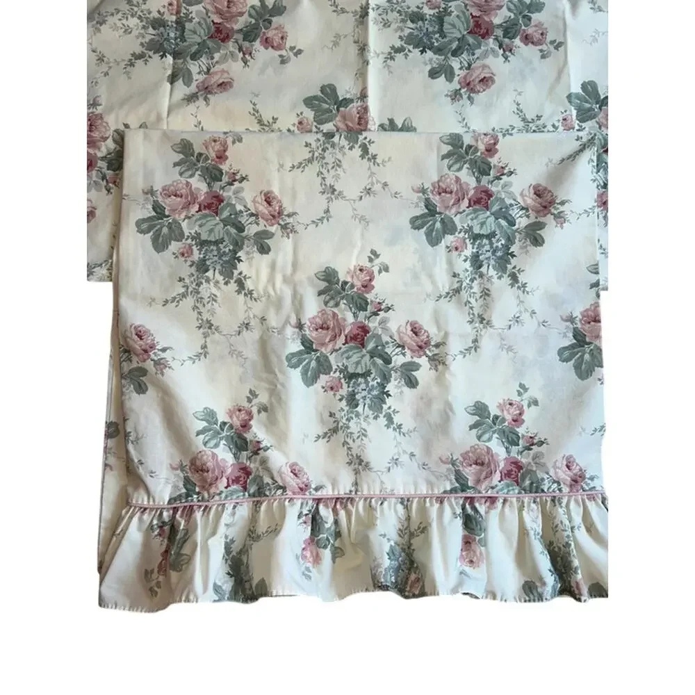2 Vintage Dorma Croscill Rose Floral Ruffle king Shams / pillowcases
